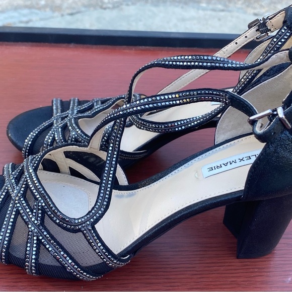 Alex Marie Rhinestone Embellished‎ Criss Cross Mesh Heels Party Shoes - Picture 3 of 5